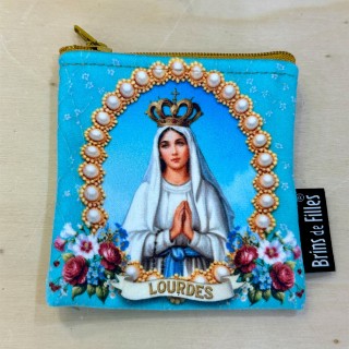 Pochette velours Vierge Marie de Lourdes (recto)