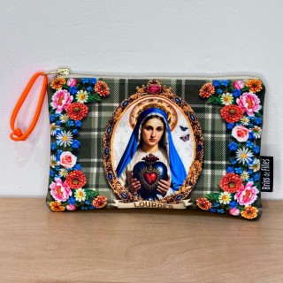 Pochette velours Vierge et cœur sacré (vue de face)