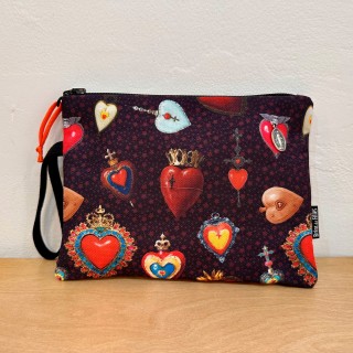 Pochette velours cœurs sacrés