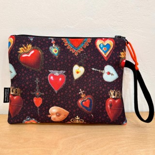 Pochette velours cœurs sacrés