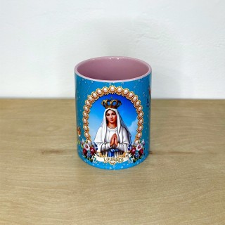 Mug souvenir de Lourdes avec Vierge Marie