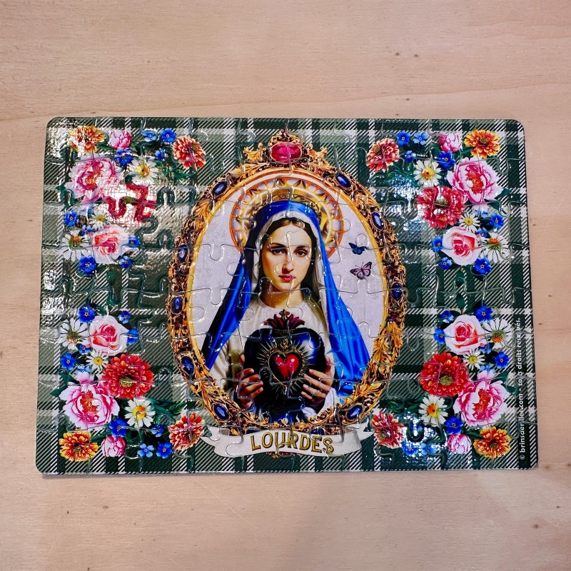 Puzzle Vierge avec cœur sacré et tartan Puzzle Vierge avec cœur sacré et tartan