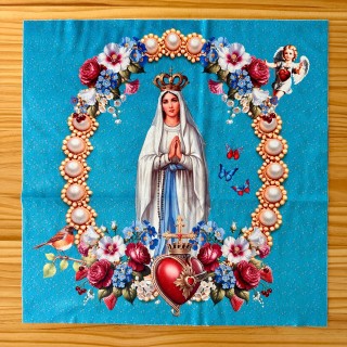 Coupon de tissus velours Vierge Marie de Lourdes et de la Grotte de Massabielle
