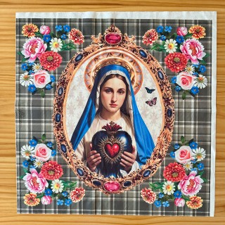 Panneau de tissus velours Vierge et cœur sacré