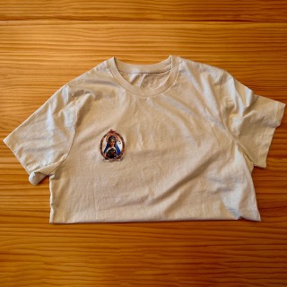 Transfert ou décalcomanie textile Vierge cœur sacré (résultat sur t-shirt)