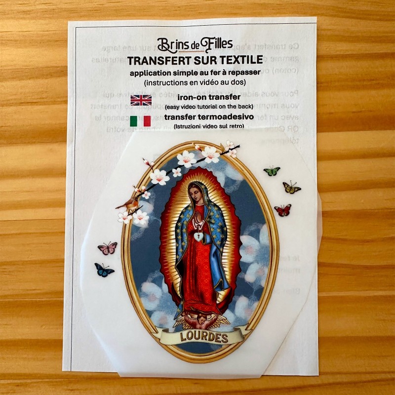 Transfert textile fer à repasser Vierge de Guadalupe Transfert textile fer à repasser Vierge de Guadalupe