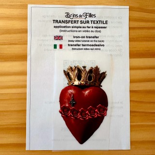 Transfert au fer à repasser sur tissus Coeur Sacré de Jésus