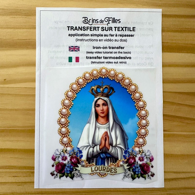 Transfert sur tissus Vierge Marie de Lourdes Transfert sur tissus Vierge Marie de Lourdes