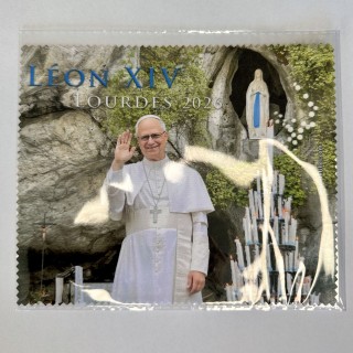 Essuie lunettes microfibre souvenir de la visite du Pape Léon XIV à Lourdes en septembre 2026 (emballée)